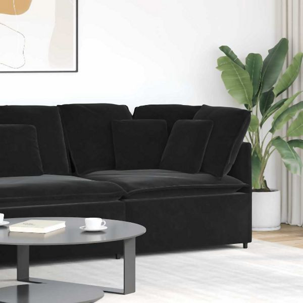 vidaXL Modulares Sofa Eckmodul mit Kissen Schwarz 100 cm, 4104464
