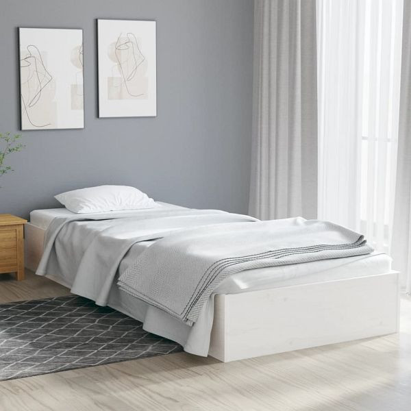 vidaXL Massivholzbett Weiß 75x190 cm, Material des Bettgestells: Massives Kiefernholz, 820063