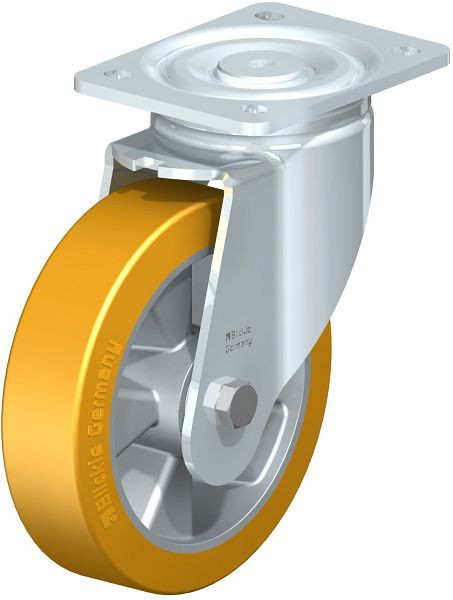 Blickle LH-ALTH 180K Stahlblech-Lenkrolle, Schwerlast-Ausführung, mit Anschraubplatte, Blickle Extrathane®, Hellbraun, 562751
