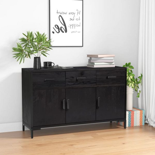 vidaXL Sideboard Schwarz 110x35x70 cm Massivholz Kiefer, 349920