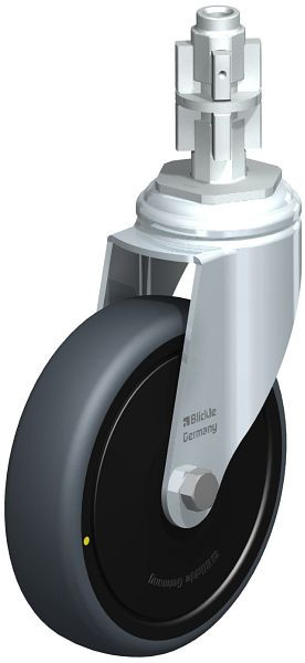 Blickle LKRA-TPA 126K-11-ELS-FK-E14 Apparate-Lenkrolle mit Expander, Thermoplastisches Gummi-Elastomer, Grau, 750731