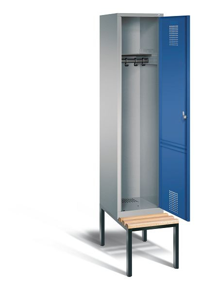 C+P Garderobenschrank Evolo, H2090xB420xT815mm, Farbe: Weißaluminium / Enzianblau, 48050-12 S10153
