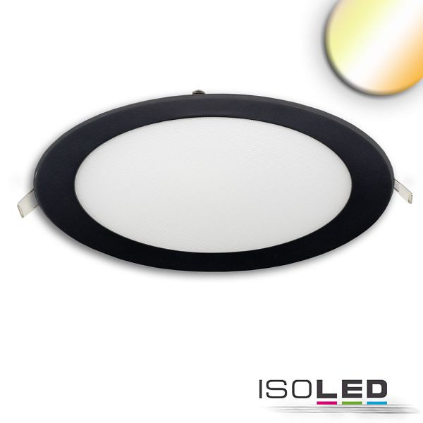 ISOLED LED Downlight, 18W, rund ultraflach schwarz, 225mm, ColorSwitch 3000/3500/4000K, dimmbar, 115596
