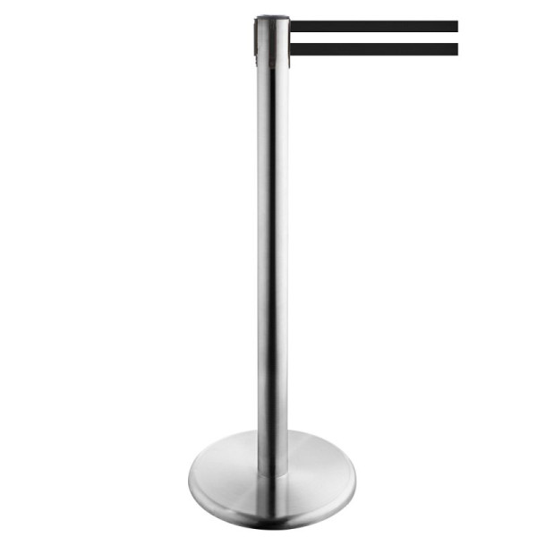 Stein HGS Personenleitsystem -P-LINE Future-, Edelstahl, schwarz/weiß/schwarz waagerecht (gestreift), mit magnetischem Gurtendstück, 12798-0404