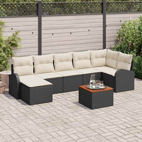 vidaXL Garten-Sofa-Set 8-teilig Schwarz und Weiß, 3356276