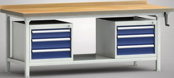 KLW Hydraulik-Profi-Werkbank - 2000 x 800 x 750 - 1050 mm L x T x H, links & rechts 100EA/2x125EA, WPHL50-20M45-E3V03