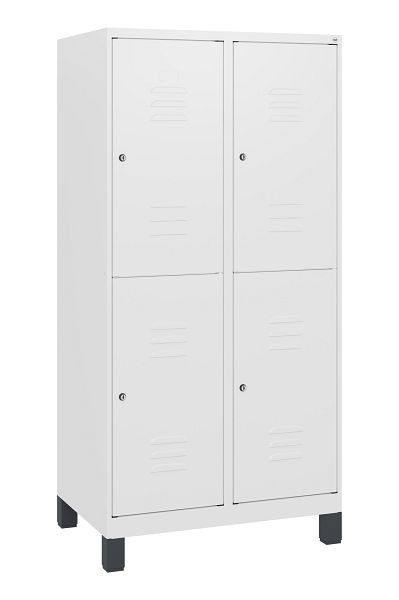 C+P Doppelstöckiger Spind Classic PLUS, Füße, 2 Abteile, 1630x800x500mm, 9016/9016, Zylinderschlösser, 0803105-22 S10044