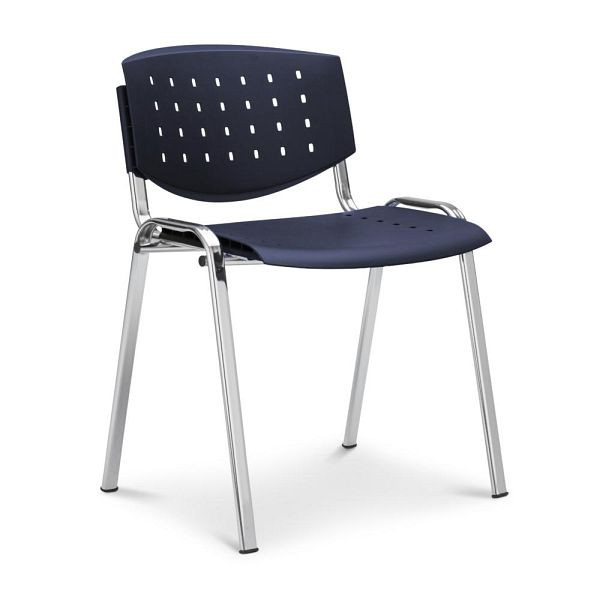 Deskin Besucherstuhl DELTA 2010, 4 Fuß Stahlrohrgestell, verchromt, Farbe blau, 361535