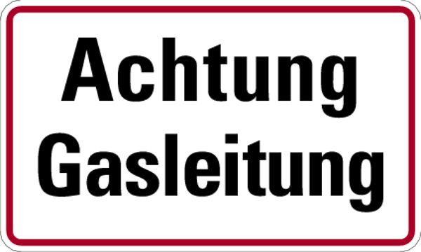 Schilder Klar Betriebsbeschilderung Achtung Gasleitung, 200x120x0.45 mm Aluminium geprägt, 380/00