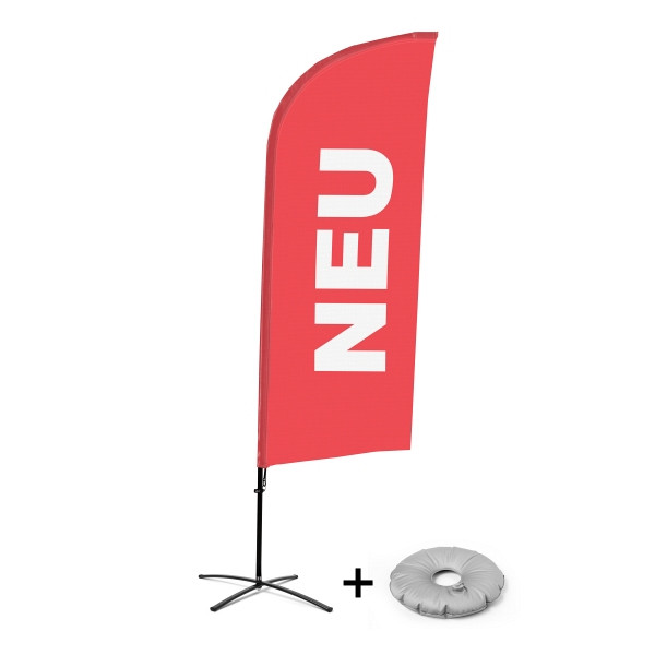 Showdown Displays Beachflag Alu Wind Komplett-Set Neu Rot Deutsch Kreuzständer, BFAW310-CB30-WB-I90
