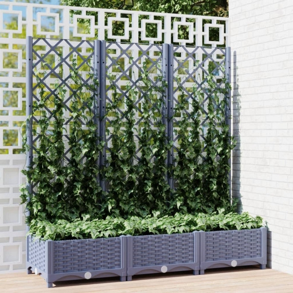 vidaXL Pflanzkübel mit Spalier Dunkelgrau 120x40x121,5 cm PP, 318252