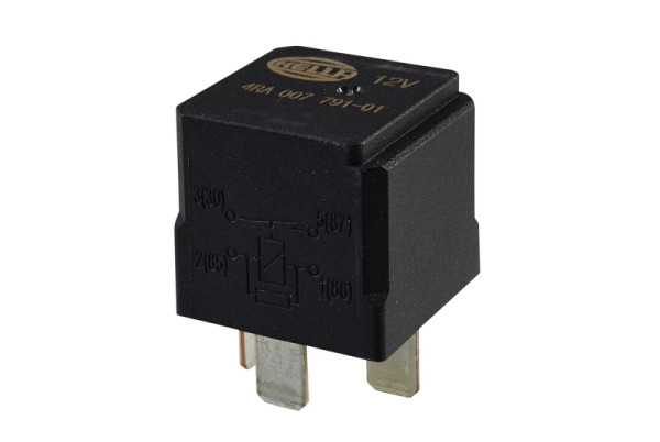 HELLA Relais, Arbeitsstrom, 12V, 4-polig, Schaltbild: S2, Stecker: B, Schließer, Farbe: schwarz, ohne Halter, 4RA 007 791-011