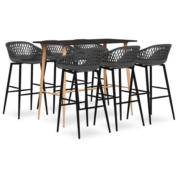 vidaXL 7-tlg. Bar-Set Schwarz und Grau, Top-Qualität, 3057475