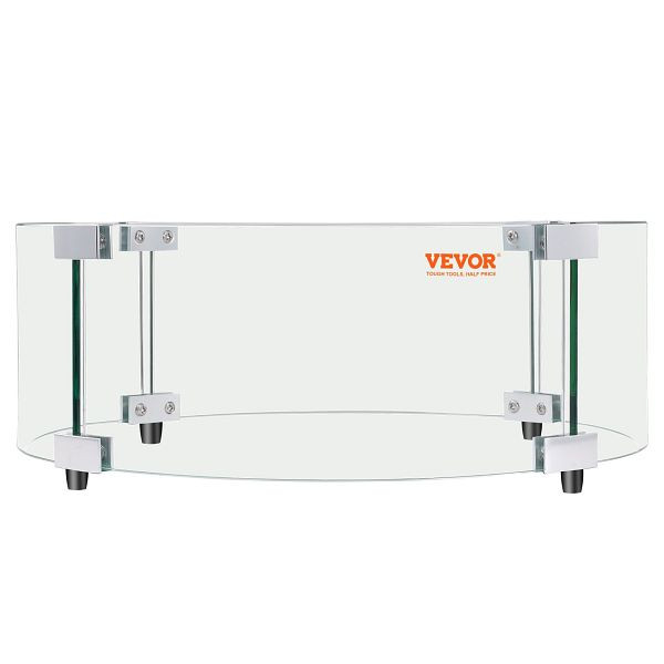 VEVOR Feuerstellen-Windschutz 740 x 214 mm rund aus Glas 6 mm dickes Feuertischzubehör für Propan Gas, HKFFZGHBLYX8YM3ZUV0