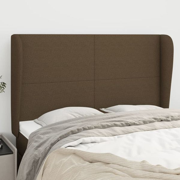 vidaXL Kopfteil mit Ohren Dunkelbraun 147x23x118/128 cm Stoff, 3117677