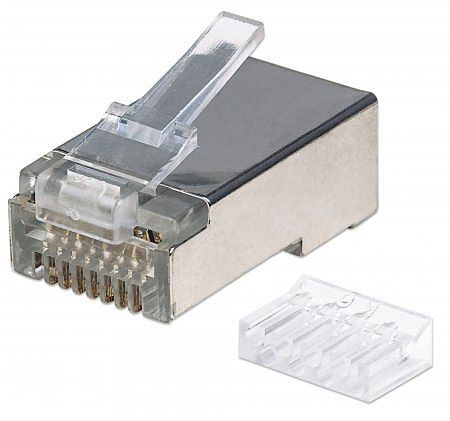 INTELLINET 90er-Pack Cat6 RJ45-Modularstecker Pro Line, STP, 3-Punkt-Aderkontaktierung, 790543