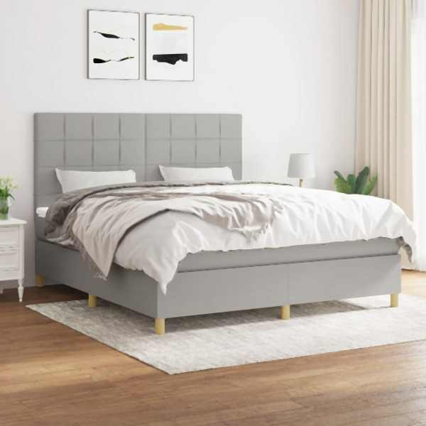 vidaXL Boxspringbett mit Matratze Hellgrau 160x200 cm Stoff, 3142345