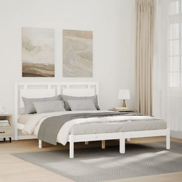 vidaXL Massivholzbett Extra Lang ohne Matratze Weiß 140x220 cm, 3309202