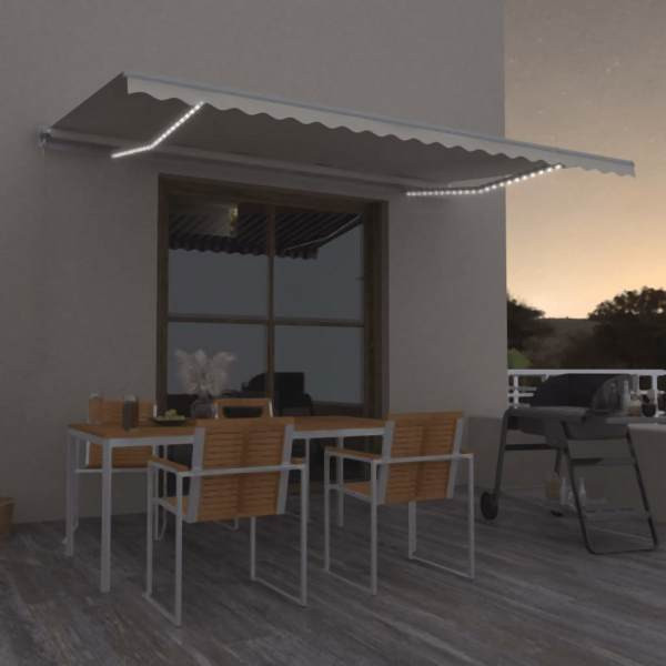 vidaXL Markise Manuell Einziehbar mit LED 500x300 cm Creme, 3068942