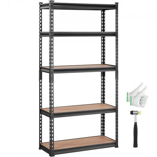 VEVOR Lagerregal 907,2kg Gesamtladekapazität 181,4kg pro Regal SPCC-Kohlenstoffstahl + MDF-Platten Steckregal 75x30x152cm, SXHJC12DX30WXTUZMV0