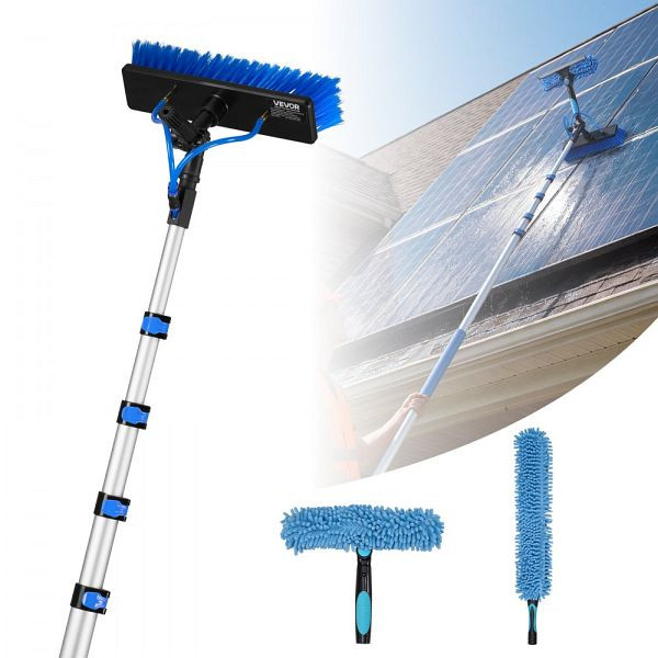 VEVOR Teleskop Waschbürste 1,8-7,3m für Solarpanel, 20m Wasseranschluss, 180° Bürste & Seifenspender, Reinigungsset, TYNDCBQJTJH2KA7CH001V0