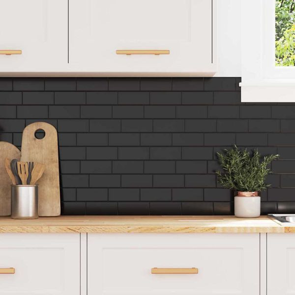 vidaXL U-Bahn-Fliese 50 pcs Schwarz 29.4 x 21.4 cm Polyurethan und PET, 42021232