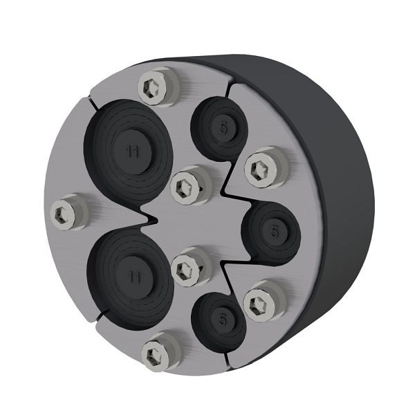 Hauff Standard-Ringraumdichtung mit Segmentringtechnik, Futterrohr/Kernbohrung Øi: 100 mm, Anzahl Kabel/Medium insgesamt: 5, 3030555899