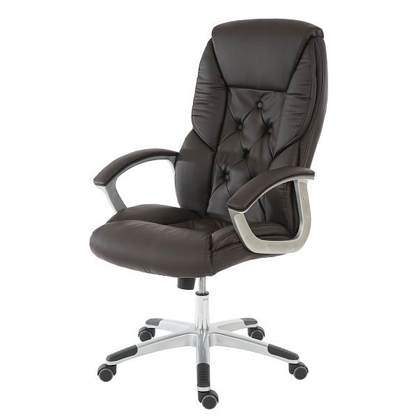 Mendler Profi-Bürostuhl L42 XXL, Chefsessel Drehstuhl, 150kg belastbar Kunstleder, braun, 59137