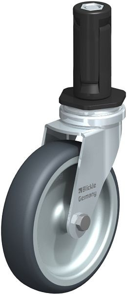 Blickle LRA-TPA 100G-ER03 Apparate-Lenkrolle mit Expander, Thermoplastisches Gummi-Elastomer, Grau, 758195