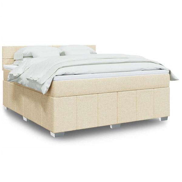 vidaXL Boxspringbett mit Matratze Creme 180x200 cm Stoff, 3289452