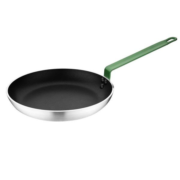 Hygiplas Antihaft-Pfanne 280mm, Aluminium, grüner Griff, FB472