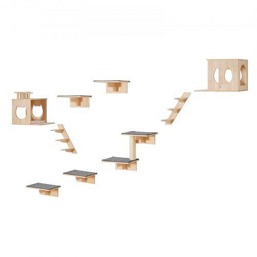 VEVOR Kletterwand Katzen Wandliege Katzenliege Katzenbett Katzenregal 9er-Set, ZYSBGSMPJSM9VIGU9V0