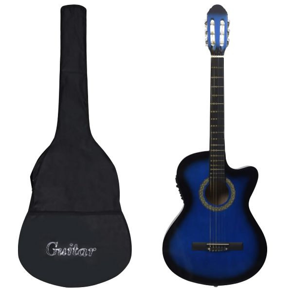 vidaXL 12-tlg. Western Gitarren-Set mit Equalizer und 6 Saiten Blau, 70141
