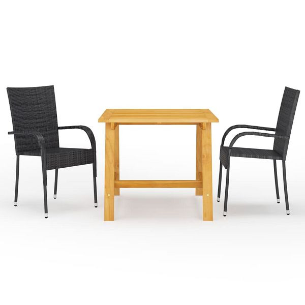 vidaXL 3-teilig Garten-Essgruppe Schwarz, 3068698, 8720286335697