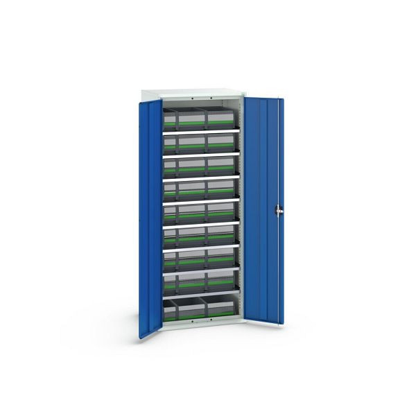 bott verso Magazinschrank, mit 8 Fachböden und 27 bottBoxen, BxTxH: 800x550x2000mm, Enzianblau, 16926461.11