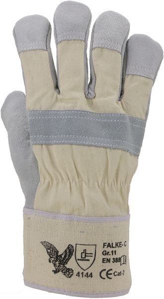 ASATEX Rindspaltleder-Handschuh, gefüttert, Stulpe, Farbe: naturfarben, VE: 120 Paar, FALKE-C