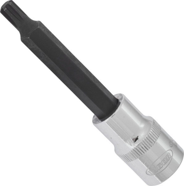 VIGOR RIBE Schraubendreher-Einsatz, Vierkant hohl 12,5 mm (1/2 Zoll), Innen Keilprofil Ribe-CV, M7, Länge: 100 mm, VE: 5 Stück, V2213