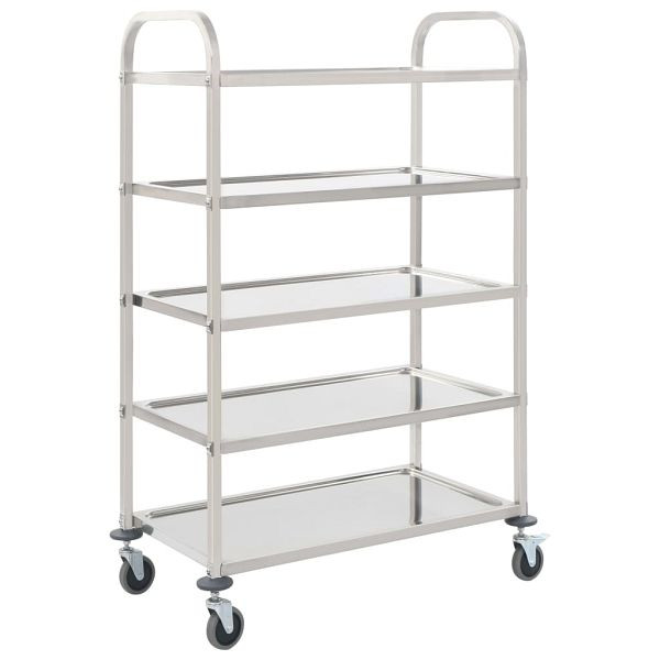 vidaXL 5-Stufiger Servierwagen 107 x 55 x 147 cm Edelstahl, 50917