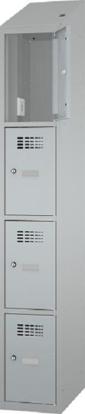 Eurobox Garderobenspind, 1 Abteil 4 Fächer, mit Steckdose, 400 mm, 1200-040104