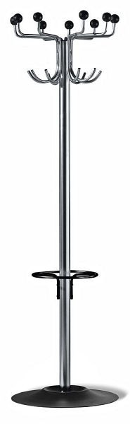 Deskin Garderobenständer CLASSIC, Metall verchromt, H 1780 mm, Standfuß Durchmesser 490 mm, 120728