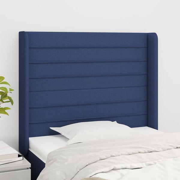 vidaXL Kopfteil mit Ohren Blau 103x16x118/128 cm Stoff, 3119716