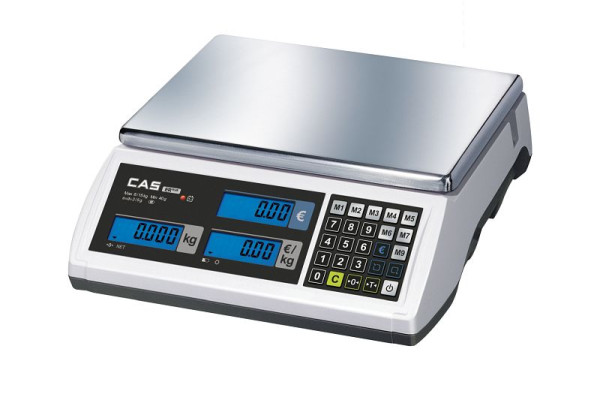 CAS Ladenwaage ER Plus mit Preisrechenfunktion, Geeicht, Wägebereich max. 6 kg, Ablesbarkeit 1 g, ERP-6
