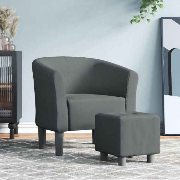 vidaXL Clubsessel mit Fußhocker Dunkelgrau Stoff, 356437