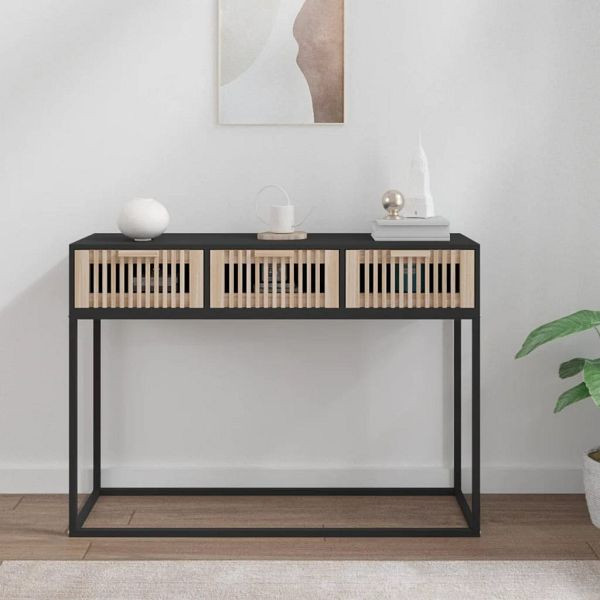 vidaXL Konsolentisch Schwarz 105x30x75 cm Holzwerkstoff und Eisen, 352107