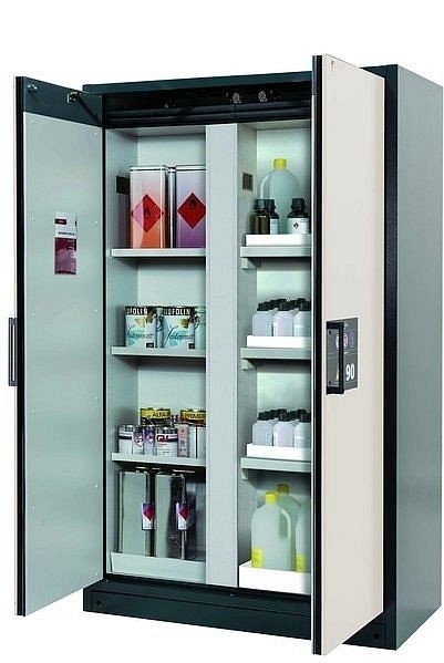 asecos Sicherheitsschrank Q-CLASSIC-90, Q90.195.120.MV in reinweiß RAL 9010 mit 3x Fachboden (Stahlblech), 34214-050-33543