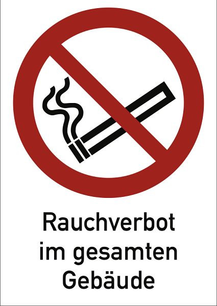 Moedel Rauchverbot im gesamten Gebäude ISO 7010, Kombischild, Kunststoff, 210x297 mm, 58396