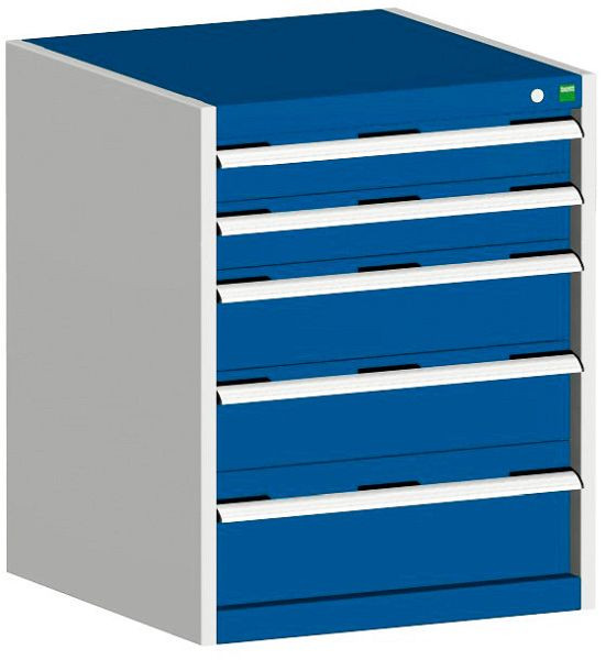 bott cubio Schubladenschrank bestückt mit 5 Schubladen BxTxH: 650 x 650 x 800 mm, RAL 7035/5010, 40019035.11V