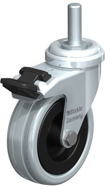 Blickle LRA-VPA 75G-FI-GS10 Apparate-Lenkrolle mit Gewindestift & Feststeller, Vollgummi, Grau, 278101