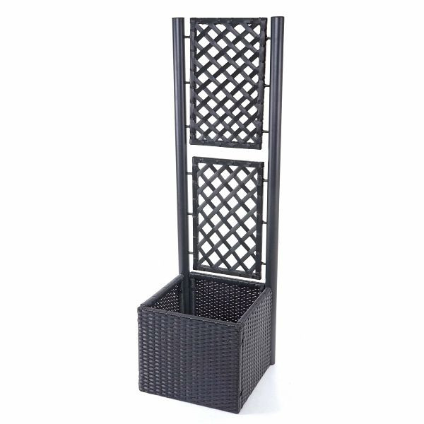 Mendler Poly-Rattan Rankgitter HWC-D76, Pflanzkasten Rankhilfe, 142x43x43cm, anthrazit, 64276