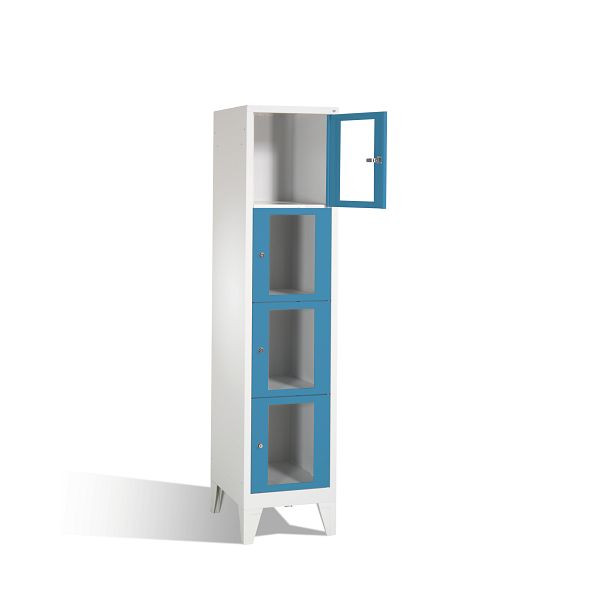 C+P Schließfachschrank Classic, H1850xB420xT500mm, Farbe: Lichtgrau / Lichtblau, 4 Fächer, 8010A124 S10003